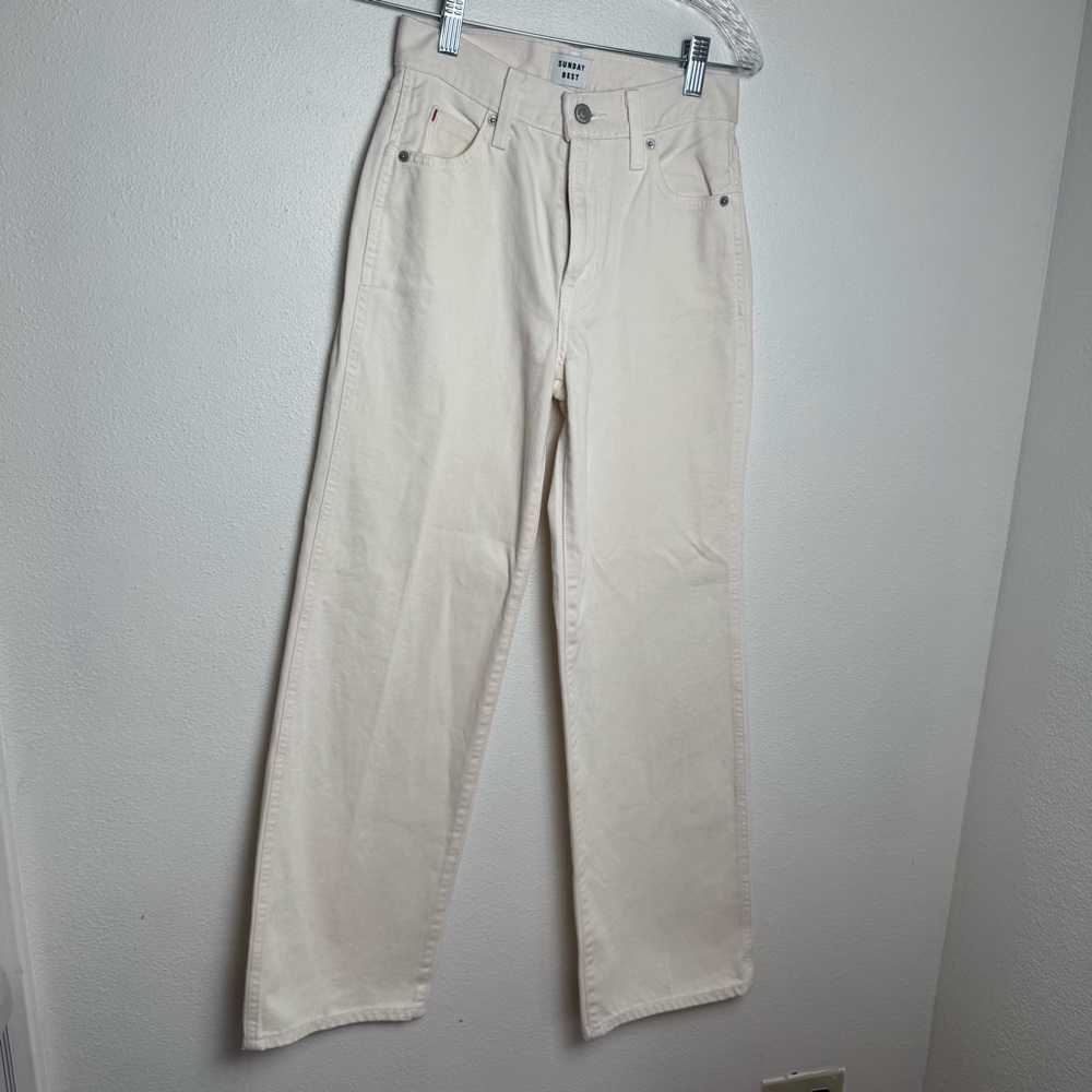 Sunday Best Aritzia Cream Straight Leg Jeans High Rise Women’s Size 00